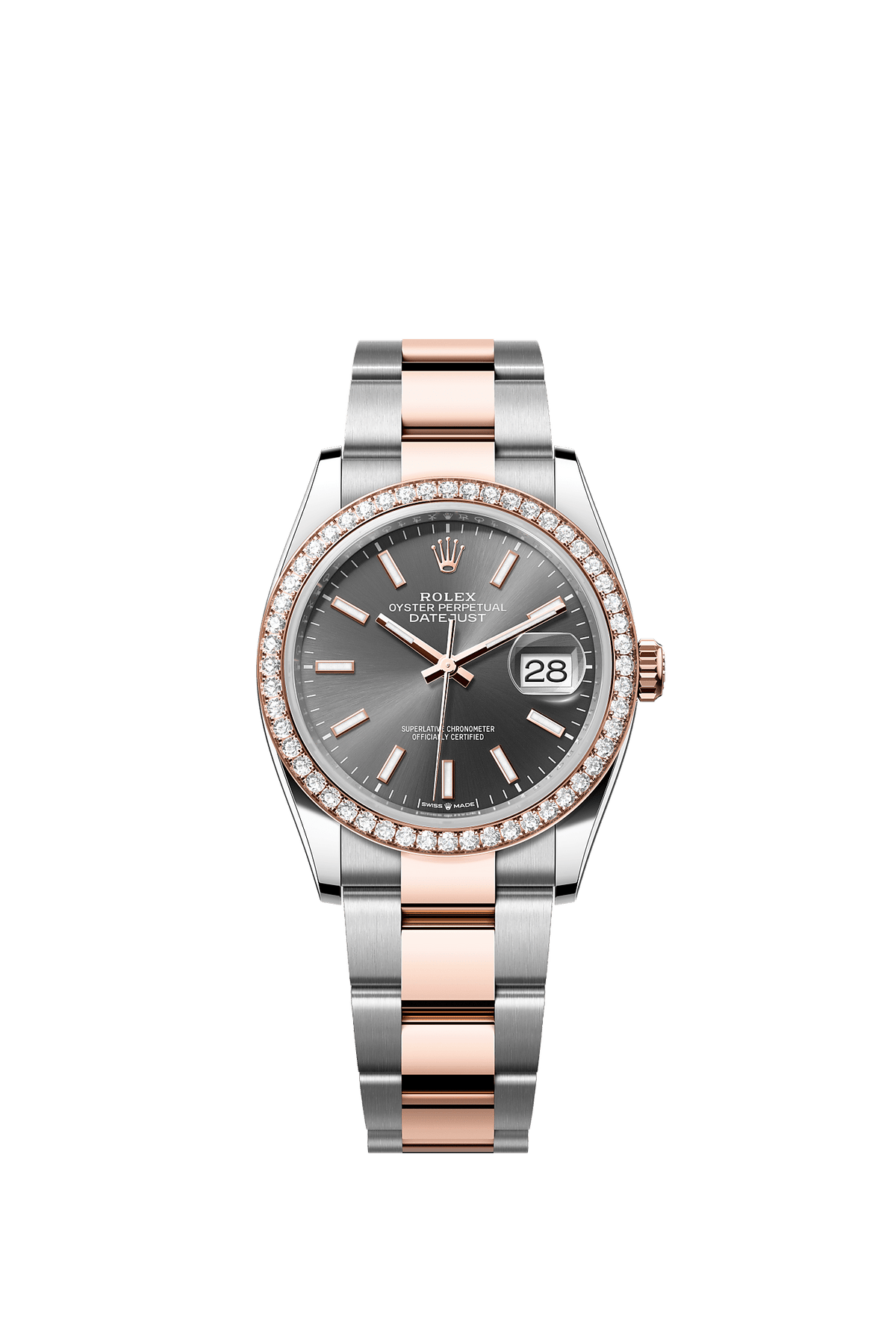 Datejust 36 36mm Oystersteel Everose Gold Slate Diamond Dial Oyster Bracelet Self-Winding Watch