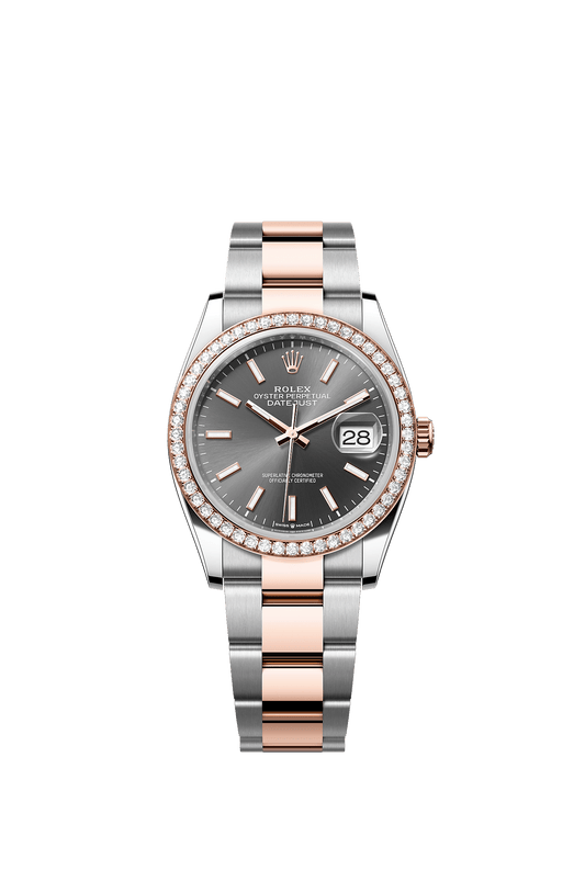 Datejust 36 36mm Oystersteel Everose Gold Slate Diamond Dial Oyster Bracelet Self-Winding Watch