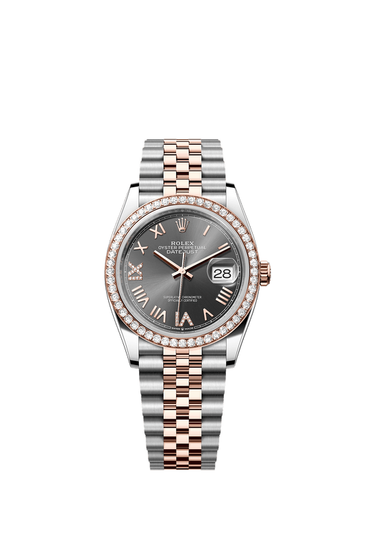 Datejust 36 36mm Oystersteel Everose Gold Slate Diamond Dial Jubilee Bracelet Self-Winding Watch