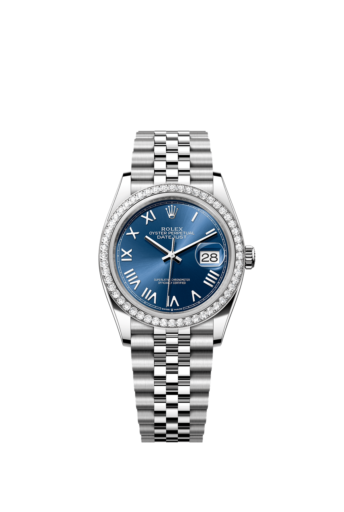 Datejust 36 36mm Oystersteel White Gold Bright Blue Diamond Dial Jubilee Bracelet Self-Winding Watch