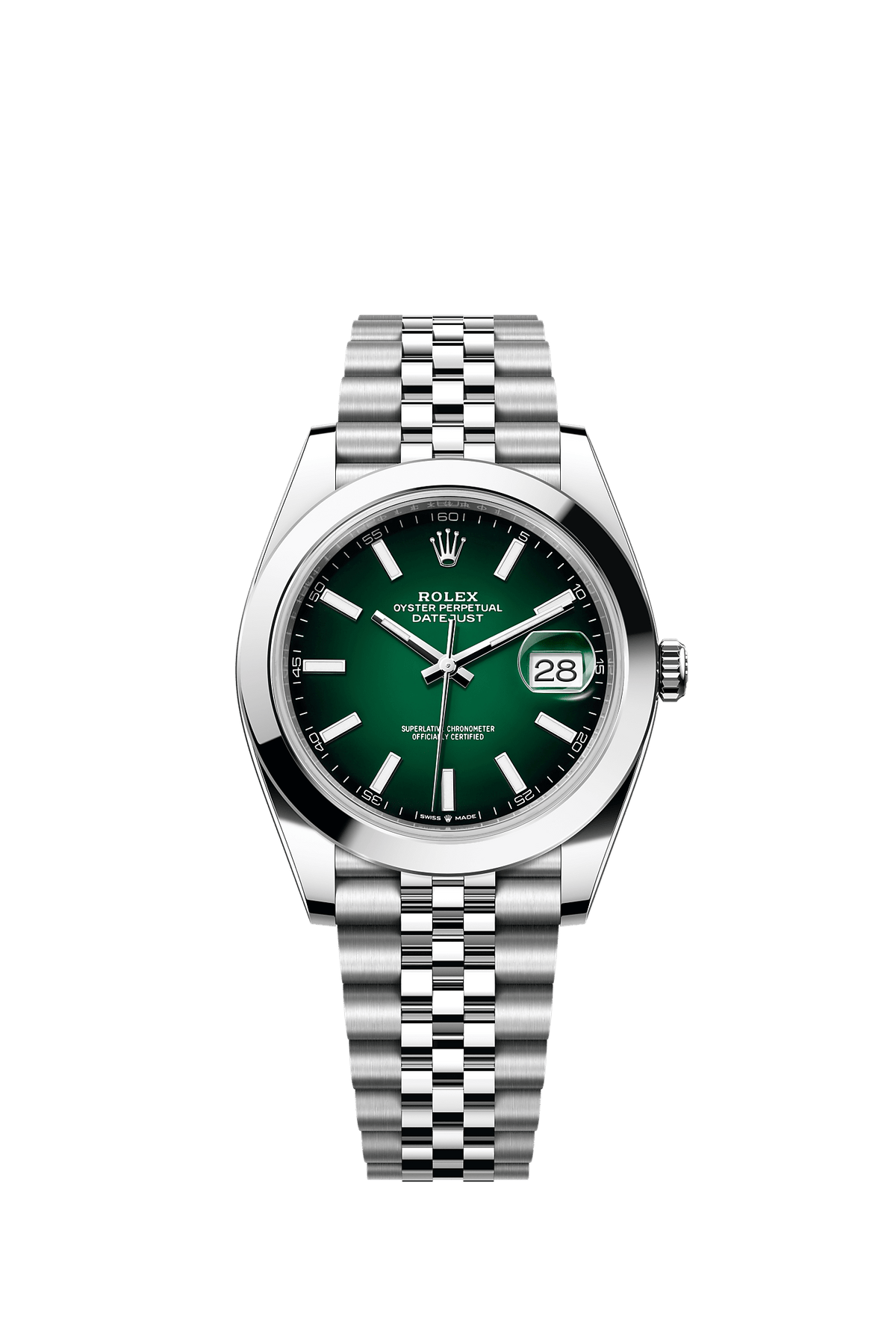ساعة Datejust 41 مقاس 41 مم من الفولاذ Oystersteel، ميناء أخضر متدرج، سوار جوبيلي، ذاتية التعبئة