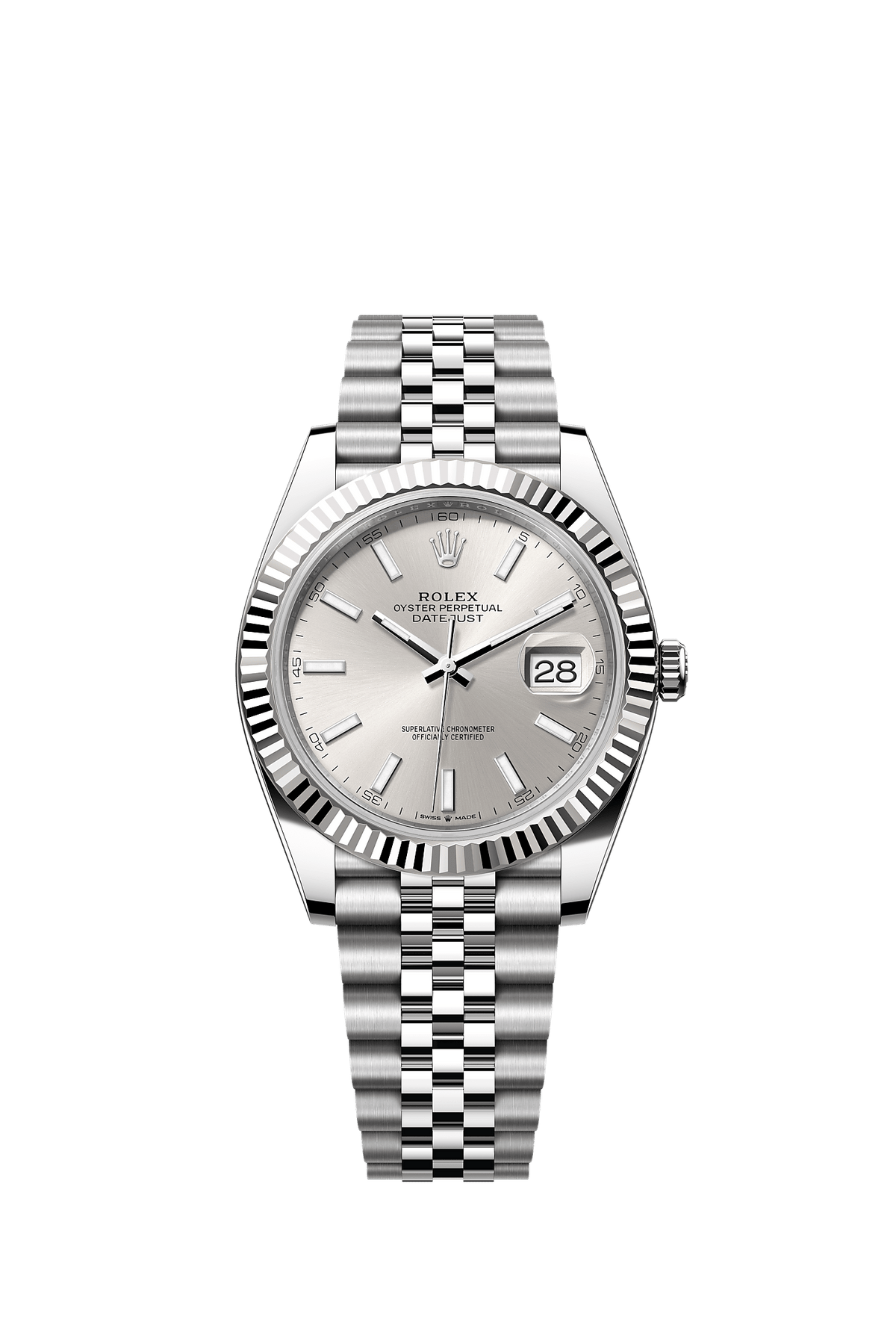 Datejust 41 41mm Oystersteel White Gold Silver Dial Fluted Bezel Jubilee Bracelet Self-Winding Watch