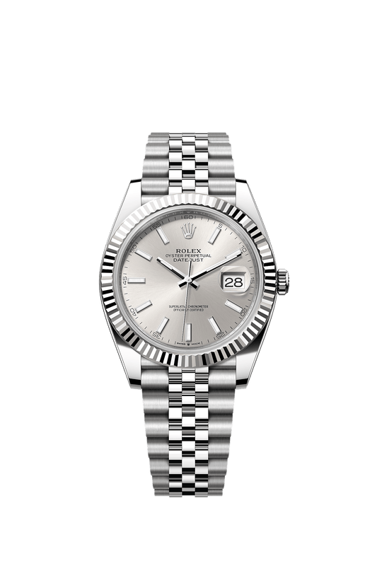 Datejust 41 41mm Oystersteel White Gold Silver Dial Jubilee Bracelet Self-Winding Watch