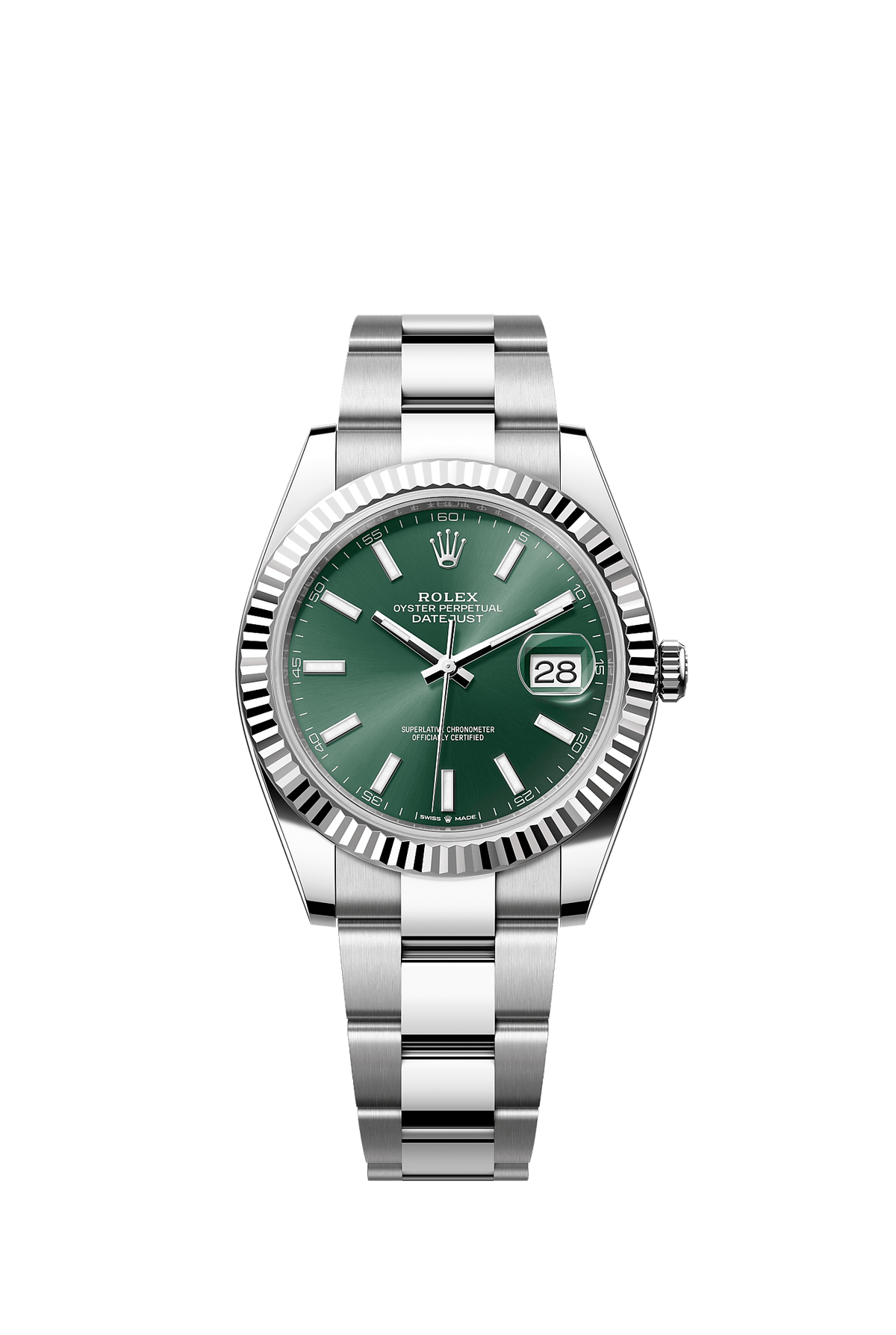 Datejust 41 41mm Oystersteel White Gold Mint Green Sunray Dial Fluted Bezel Oyster Bracelet Self-Winding Watch