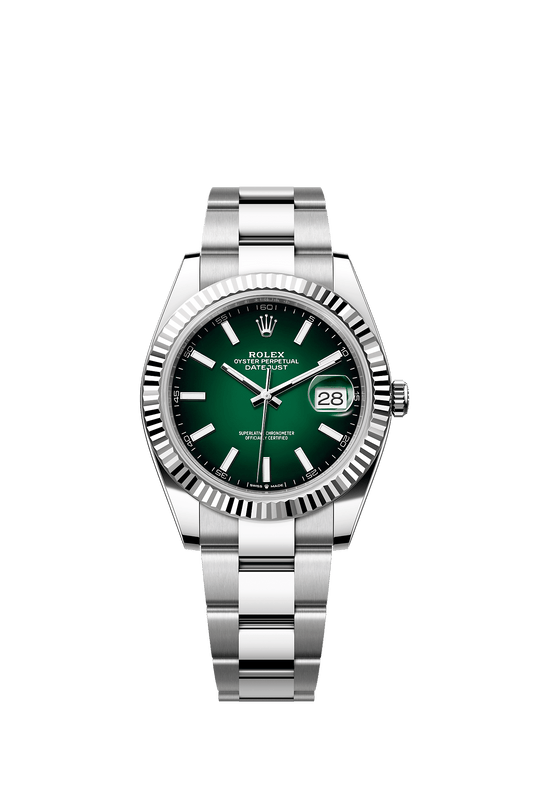 Datejust 41 41mm Oystersteel White Gold Green Ombré Dial Jubilee Bracelet Self-Winding Watch