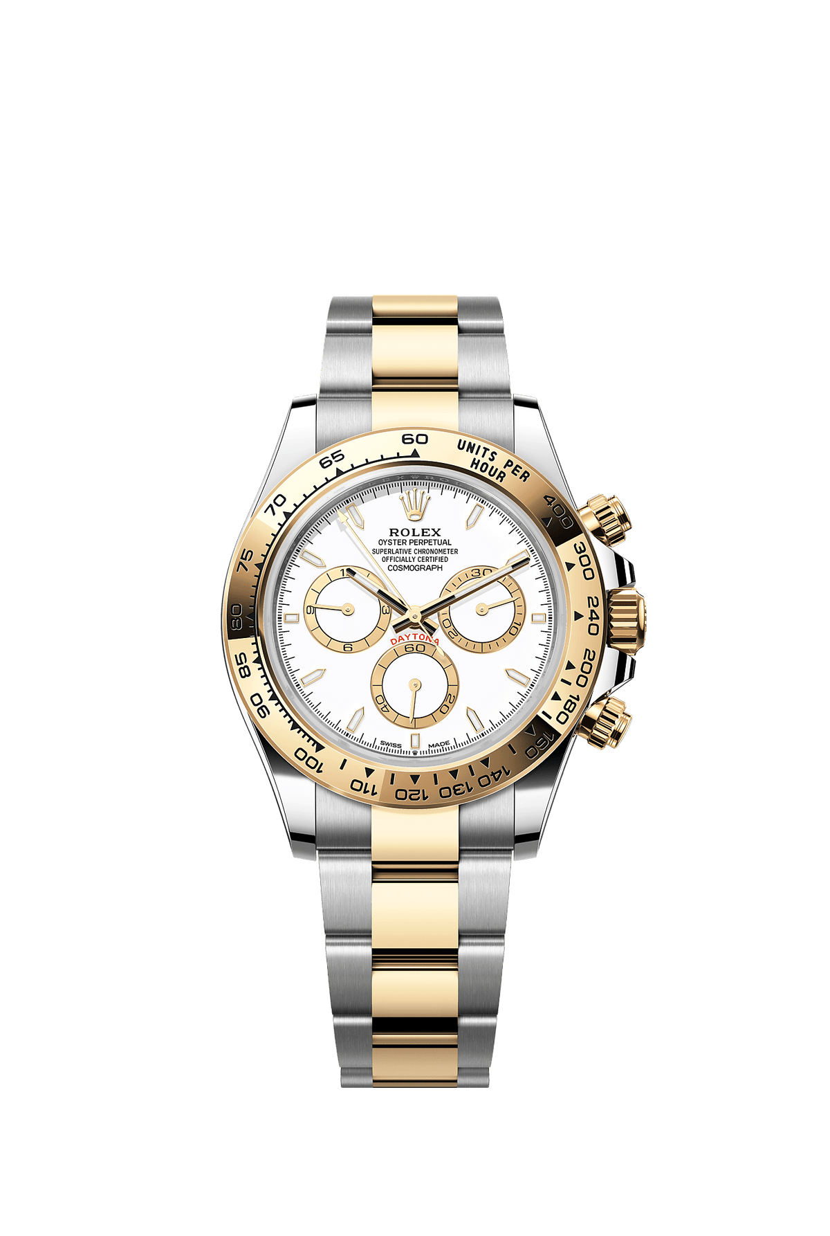 Cosmograph Daytona 40mm Oystersteel Yellow Gold White Dial Oyster Bracelet Self-Winding Watch