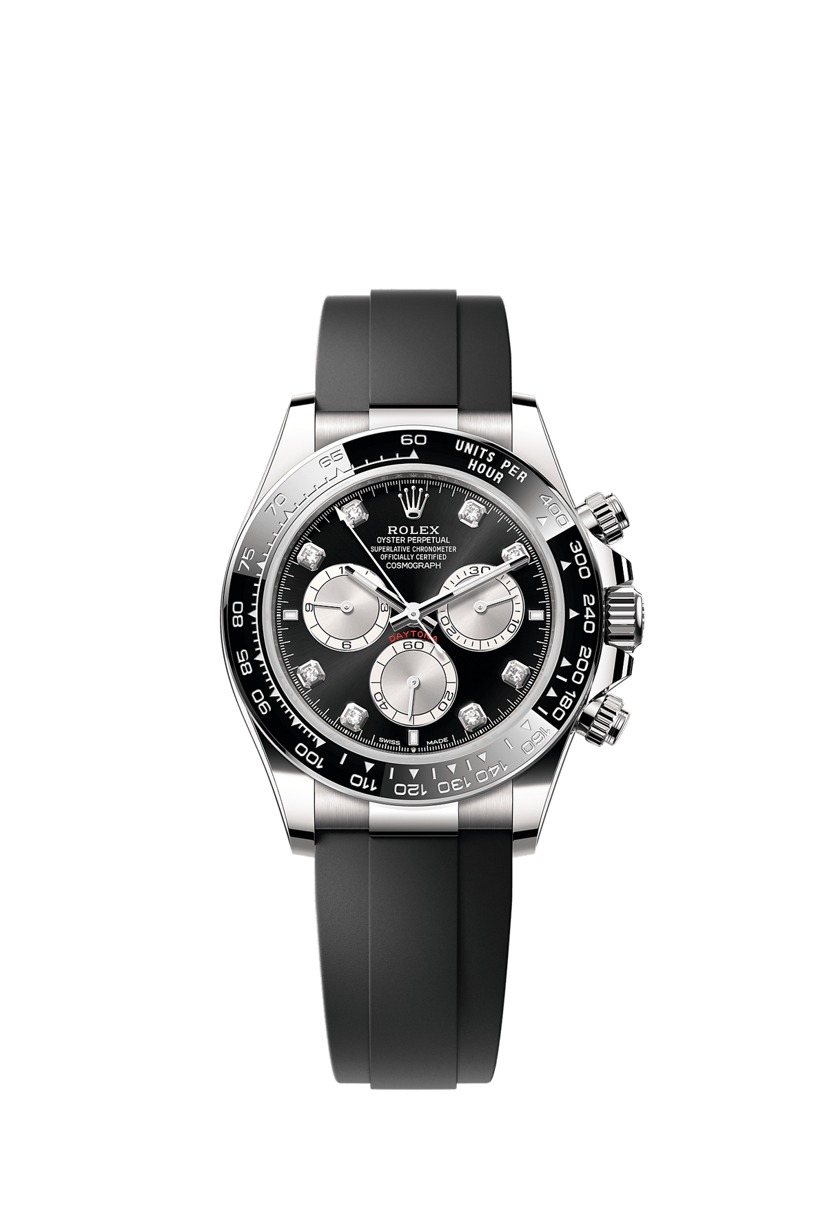 Cosmograph Daytona Oyster Chronograph Watch 40mm 18ct White Gold Bright Black Diamond Dial