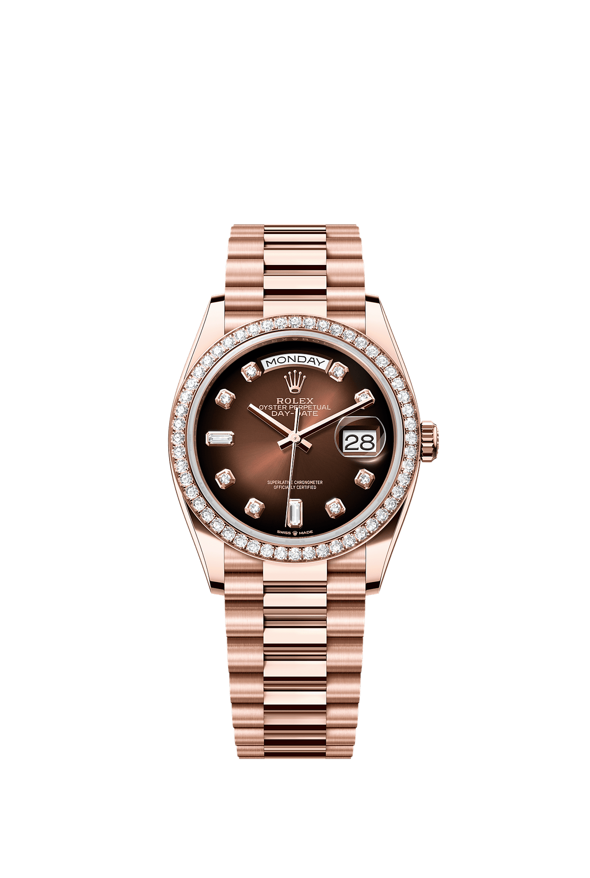 Day-Date 36 Oyster Perpetual Chronometer Watch 36mm 18ct Everose Gold Brown Ombré Diamond Dial President Bracelet