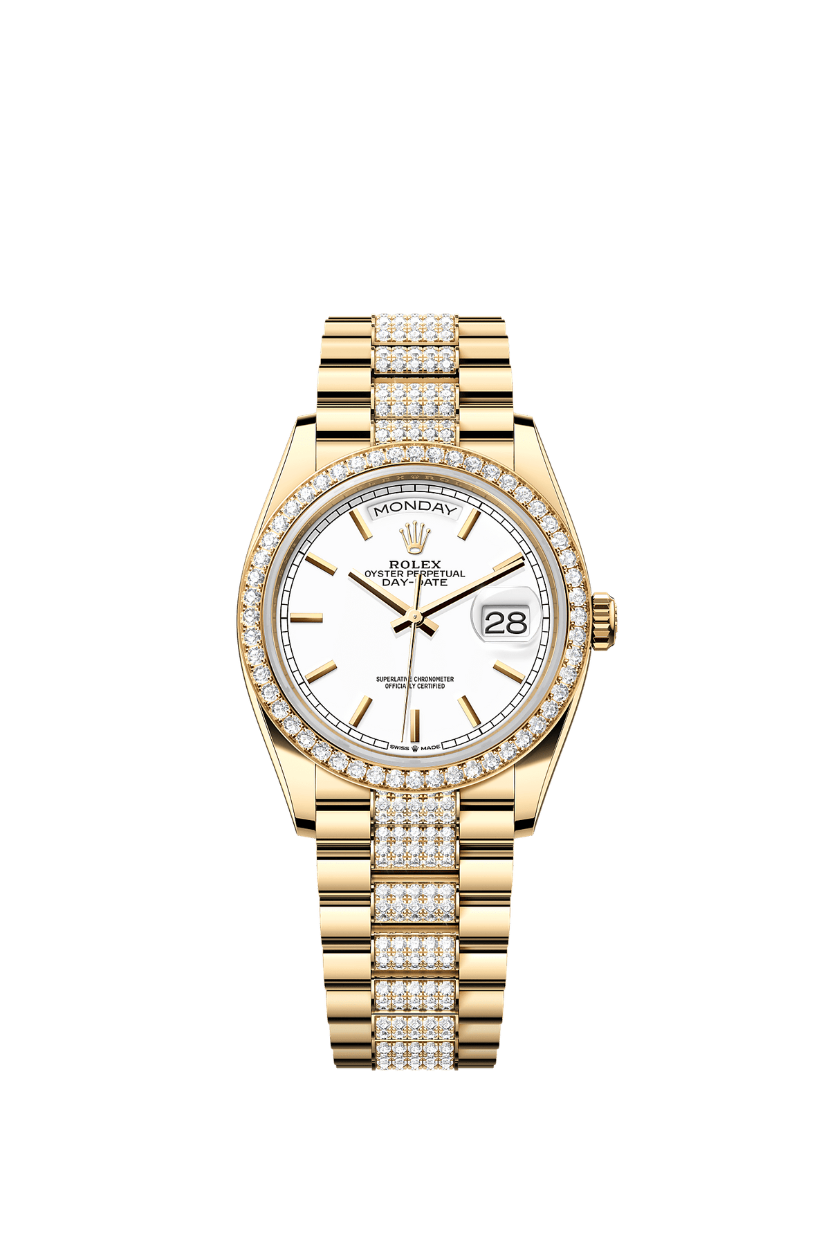 Day-Date 36 Oyster Perpetual Chronometer Watch 36mm 18ct Yellow Gold White Diamond Dial President Bracelet