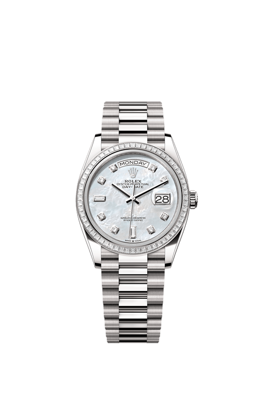 Day-Date 36 Oyster Perpetual Chronometer Watch 36mm 18ct White Gold Diamond Mother-of-Pearl Dial President Bracelet