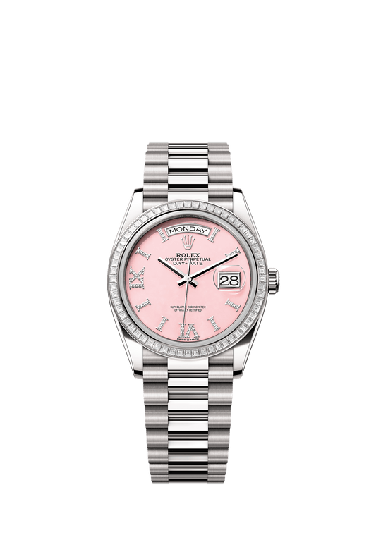 Day-Date 36 Oyster Perpetual Chronometer Watch 36mm 18ct White Gold Pink Opal Diamond Dial President Bracelet
