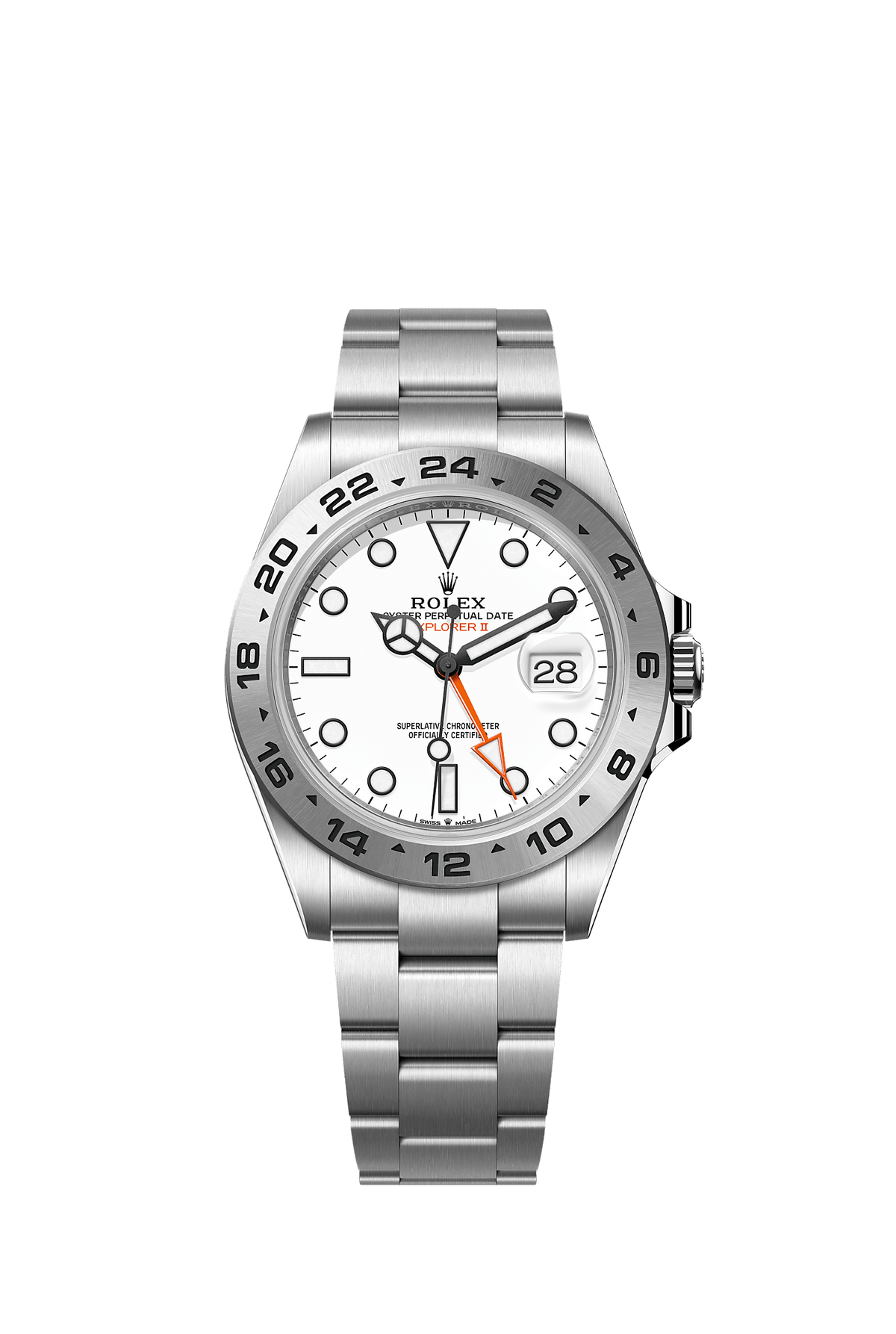 Explorer II 42mm Oystersteel White Dial Orange 24-Hour Hand Oyster Bracelet Self-Winding Watch