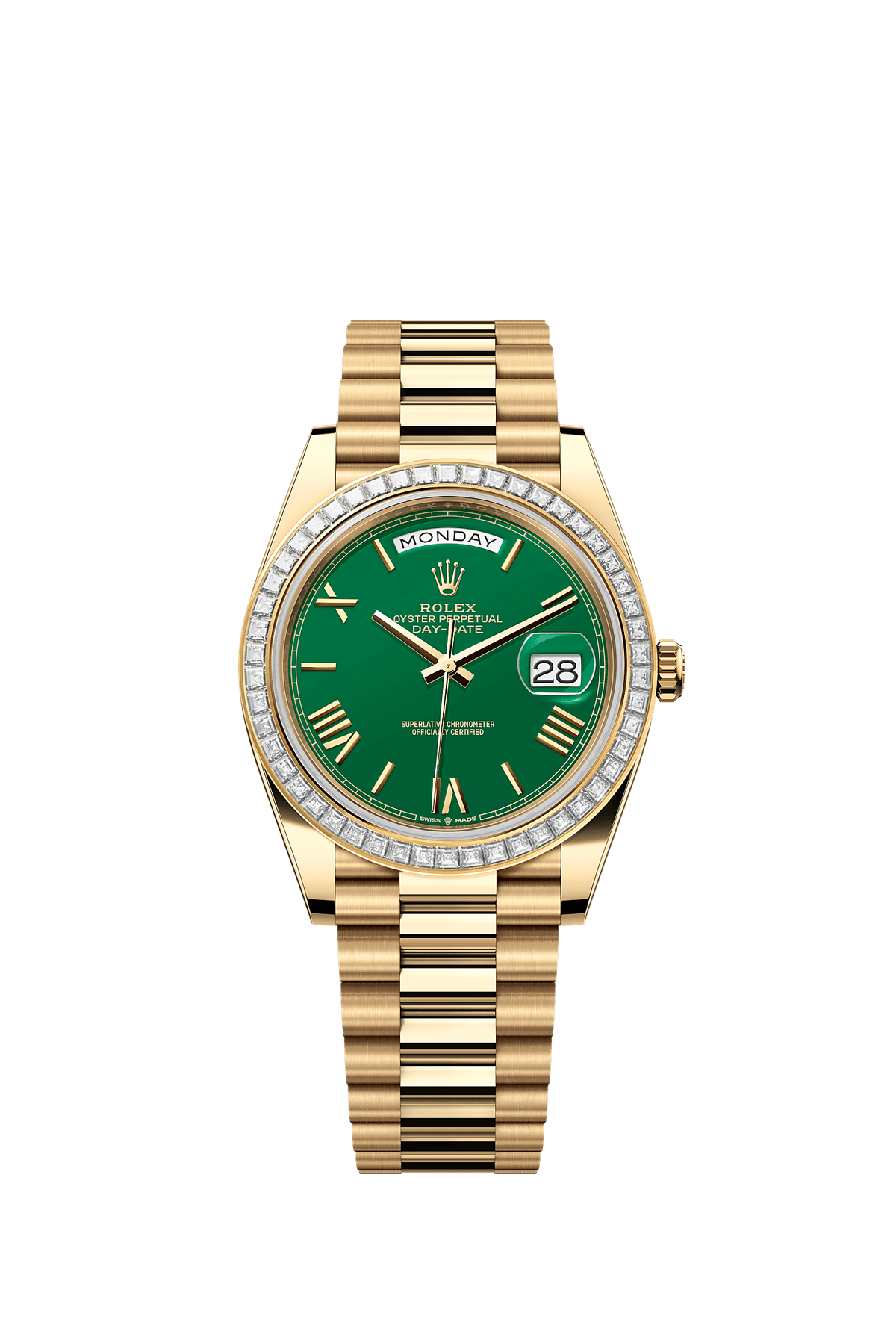 Day-Date 40 Oyster Perpetual Chronometer Watch 40mm 18ct Yellow Gold Green Diamond Dial President Bracelet