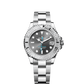 ساعة Yacht-Master 37 بقطر 37 مم، مصنوعة من فولاذ Oystersteel والبلاتين، مع ميناء بلون رمادي وسوار Oyster، ذاتية التعبئة