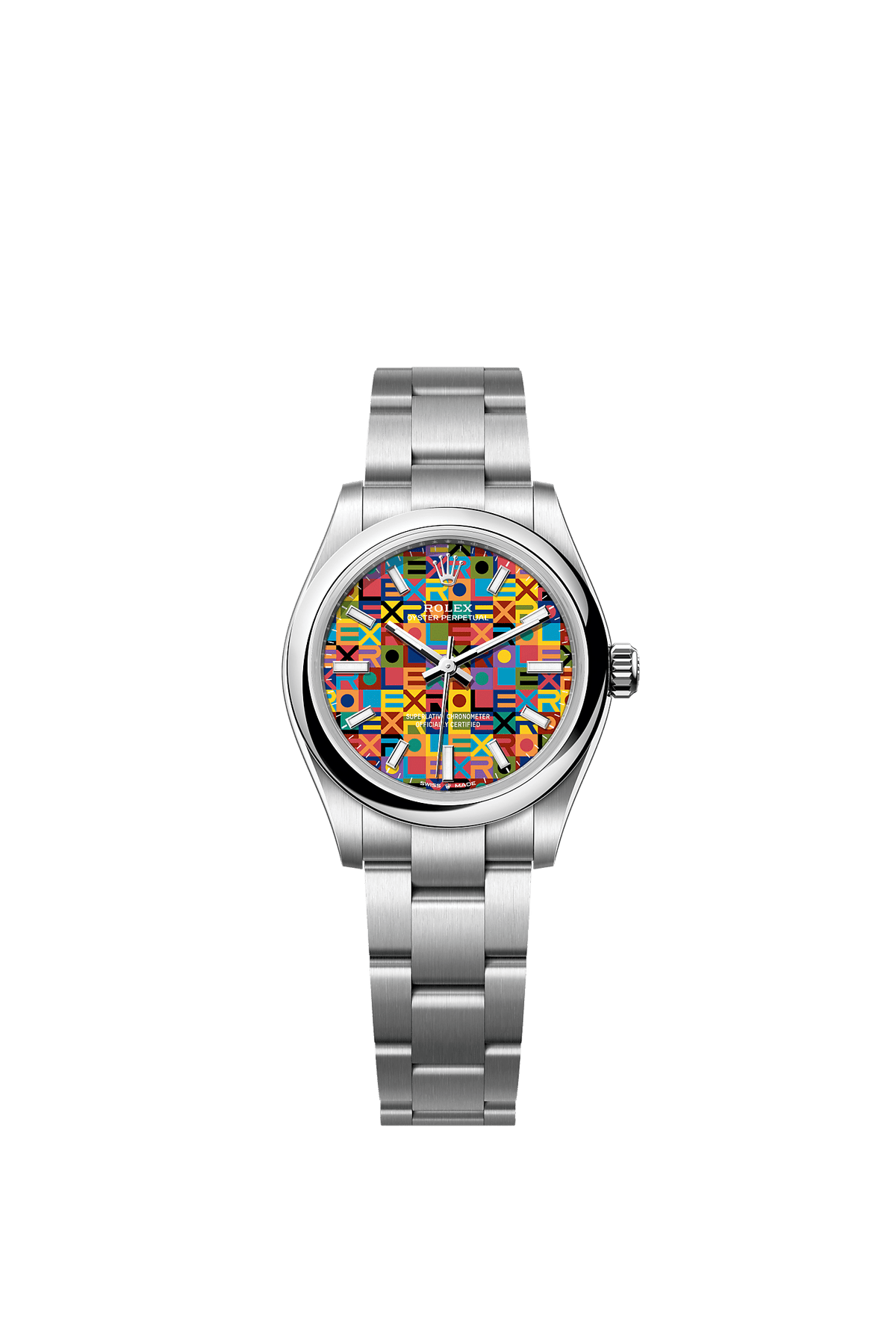 ساعة Oyster Perpetual 31 من الفولاذ Oystersteel، ميناء بنقش Jubilee متعدد الألوان، سوار Oyster، مقاس 31 مم