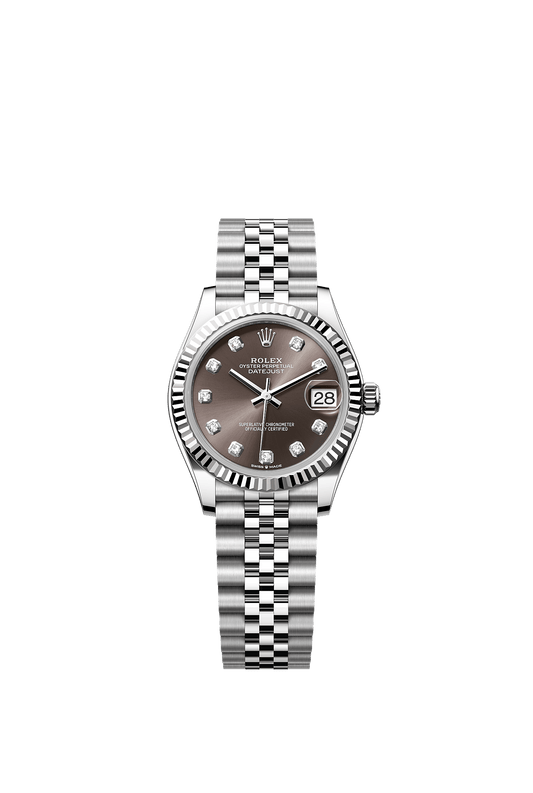 Datejust 31 Oyster Perpetual Chronometer Watch 31mm Oystersteel White Gold Dark Grey Diamond Dial Jubilee Bracelet