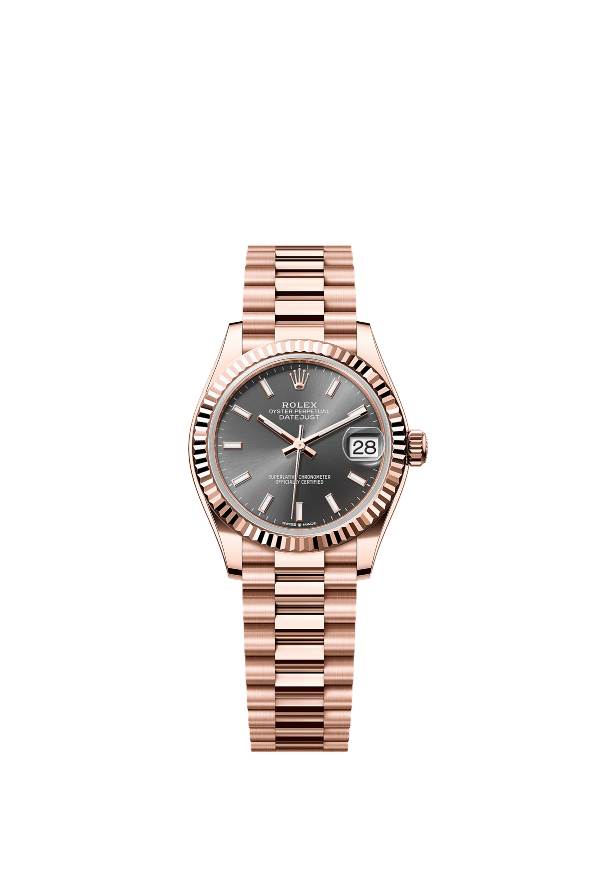 Datejust 31 Oyster Chronometer Watch 31mm 18ct Everose Gold Slate Dial