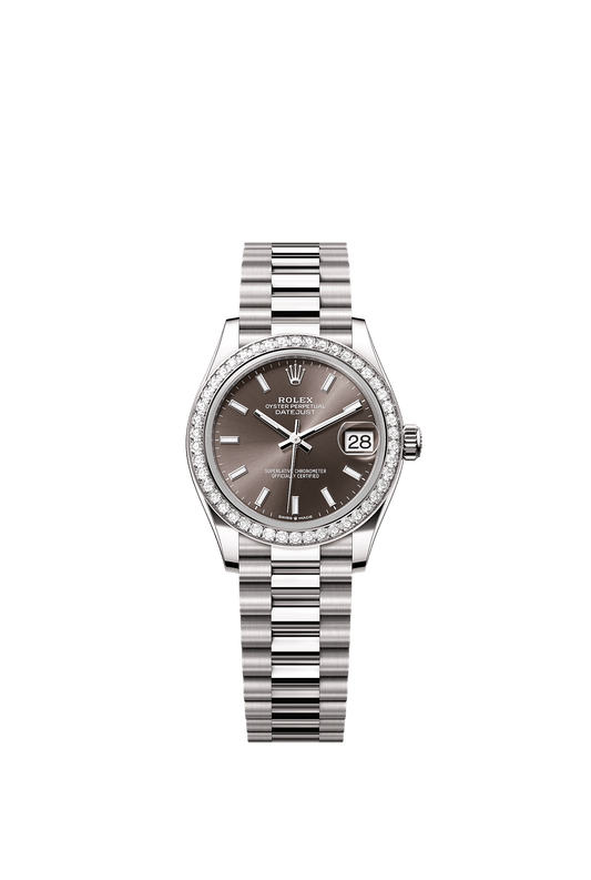 Datejust 31 Oyster Chronometer Watch 31mm 18ct White Gold Dark Grey Diamond Dial