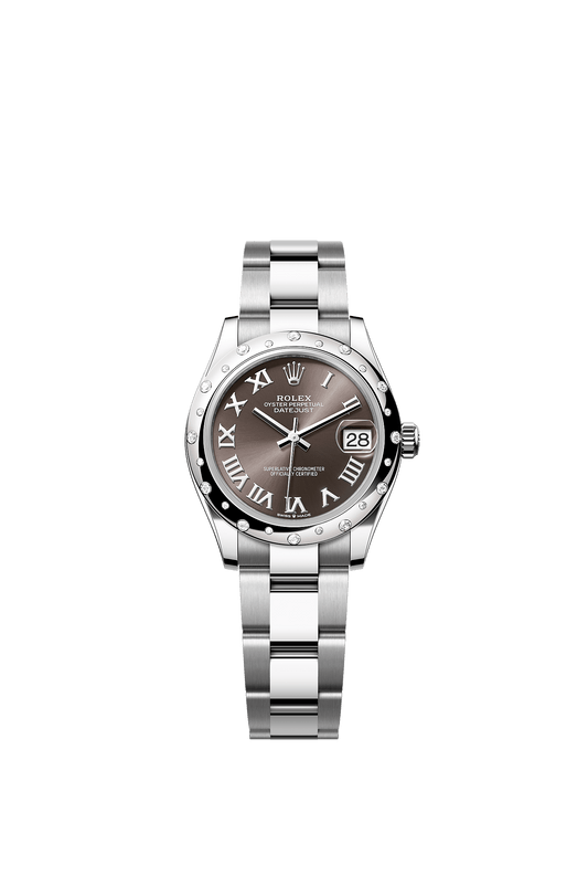 Datejust 31 Oystersteel White Gold Dark Grey Diamond-Set Bezel Oyster Bracelet 31mm Self-Winding Watch