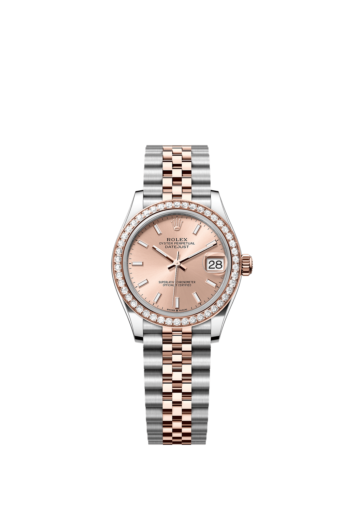 Datejust 31 Oystersteel Everose Gold Rosé Sunray Diamond Dial Diamond-Set Bezel Jubilee Bracelet 31mm Self-Winding Watch