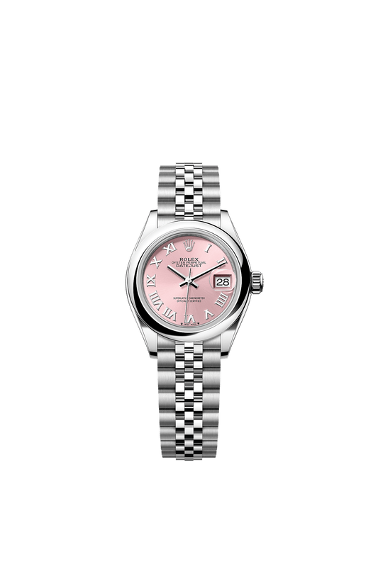 ساعة Lady-Datejust 28 من الستيل Oystersteel، ميناء فضي، سوار Oyster، مقاس 28 مم، ذاتية التعبئة