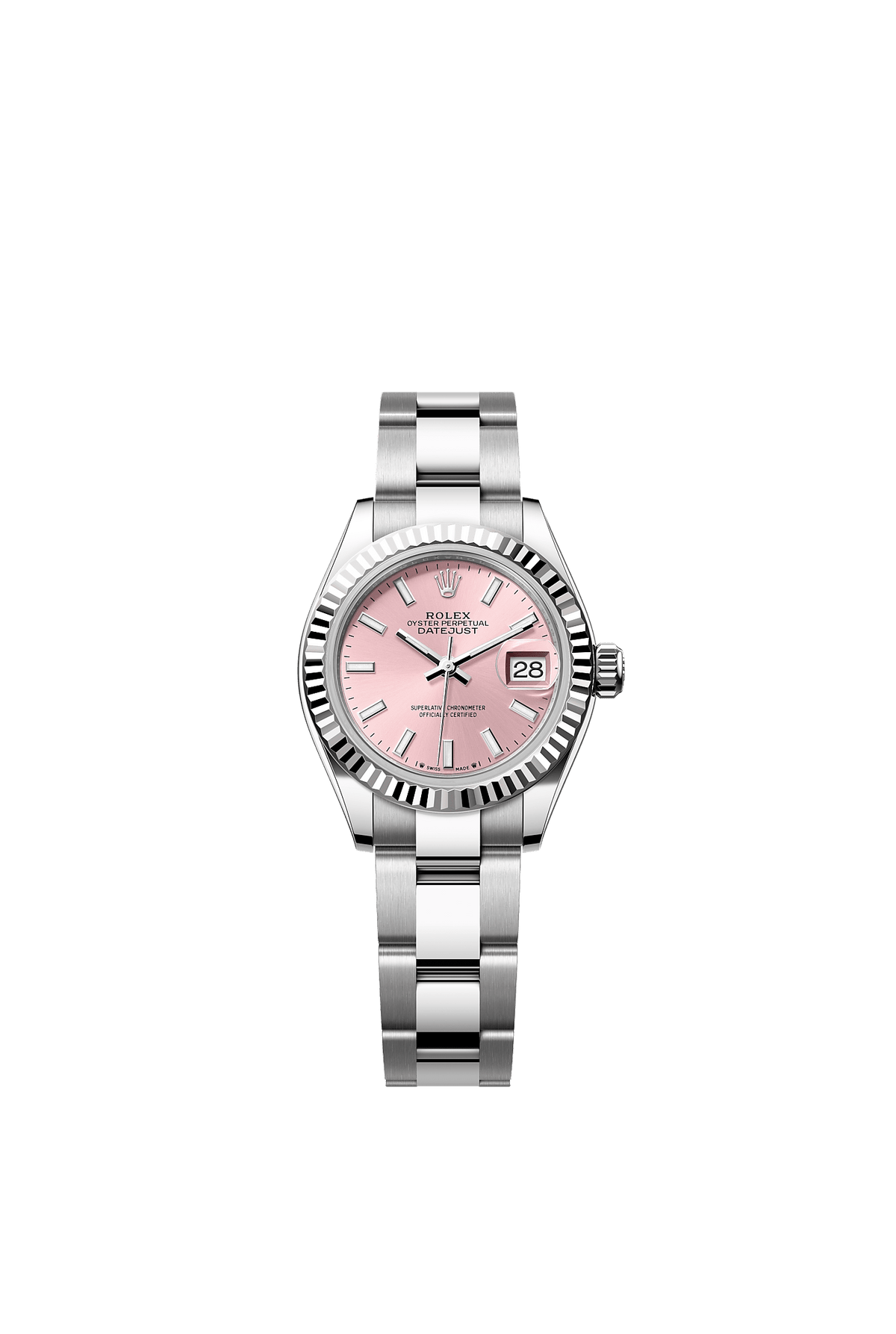 Lady-Datejust 28 Oystersteel White Gold Pink Dial Oyster Bracelet 28mm Self-Winding Watch