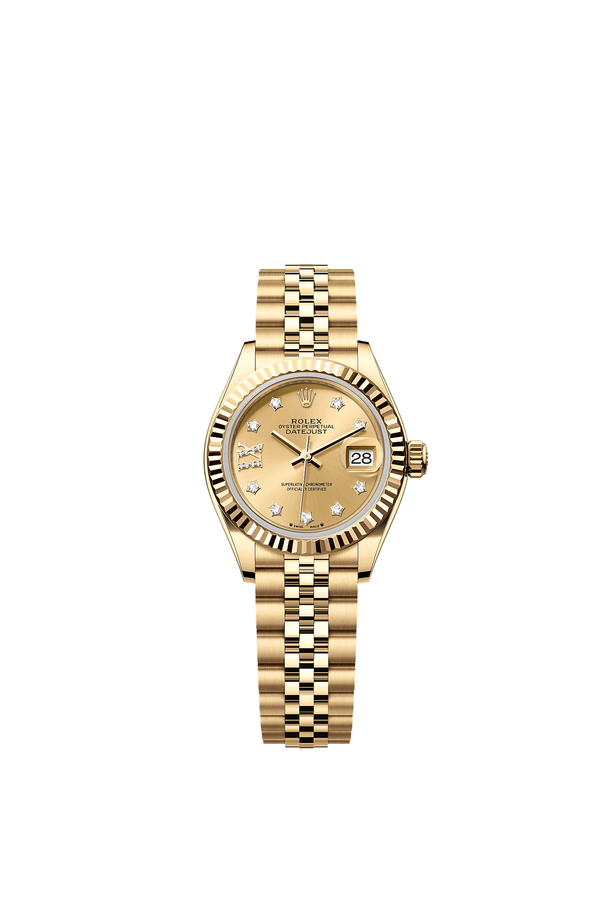 Lady-Datejust Oyster Chronometer Watch 28mm 18ct Yellow Gold Champagne Diamond Dial Jubilee Bracelet