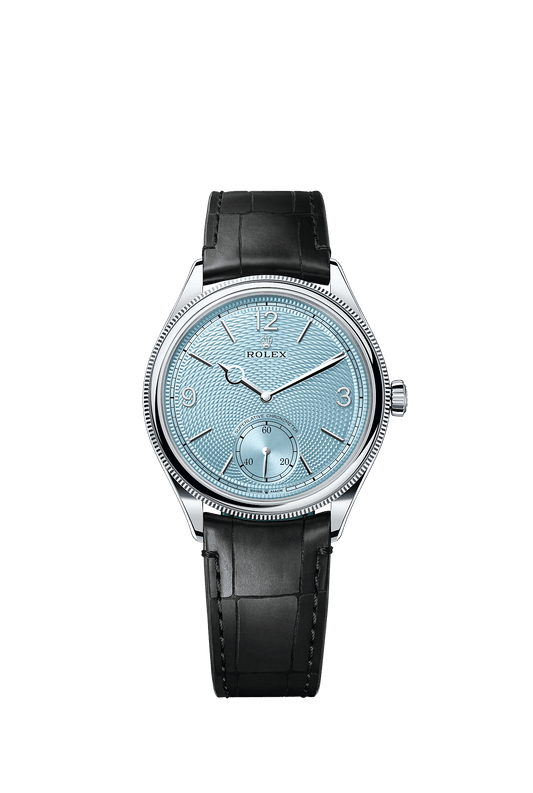 1908 39mm Platinum Ice Blue Guilloché Dial Domed Fluted Bezel Alligator Strap Self-Winding Watch