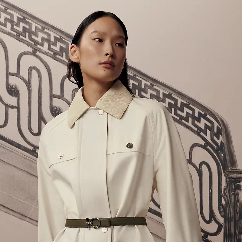 مشبك حزام فلوت وحزام جلدي قابل للعكس من Hermès Sur Mer مقاس 24 ملم