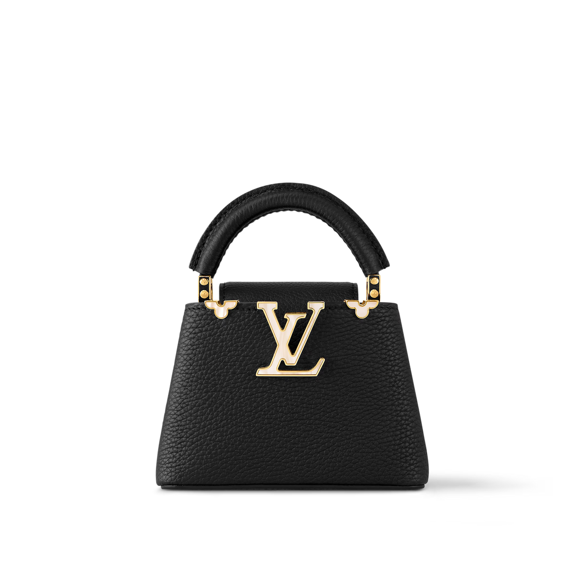 Capucines Mini Grained Leather Black Top Handle Bag