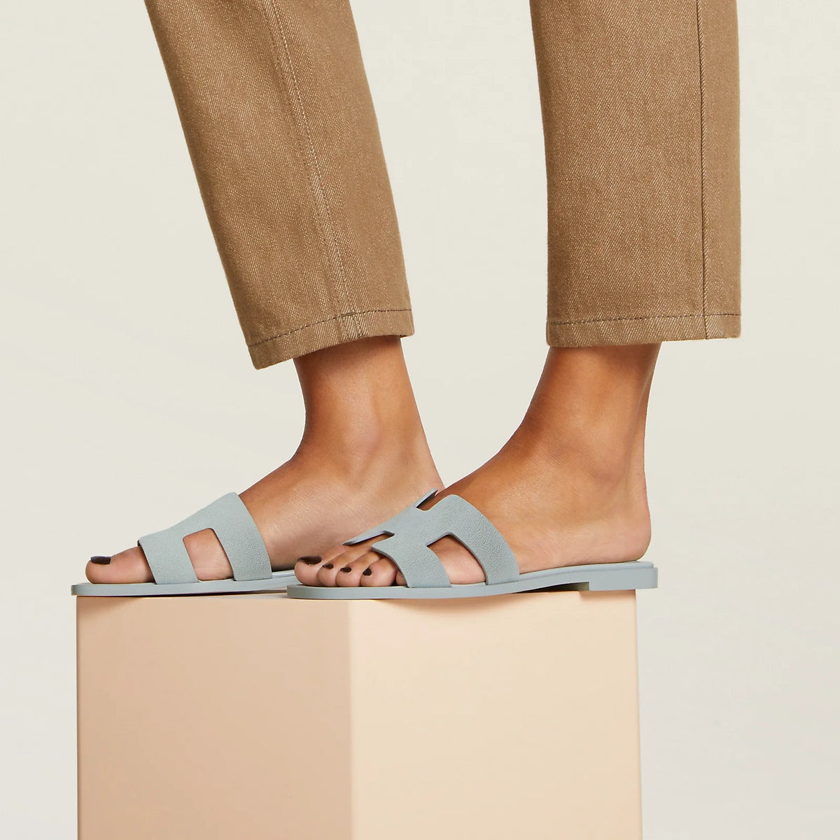 Gris Nuage - Rouge H/Naturel Oran sandal