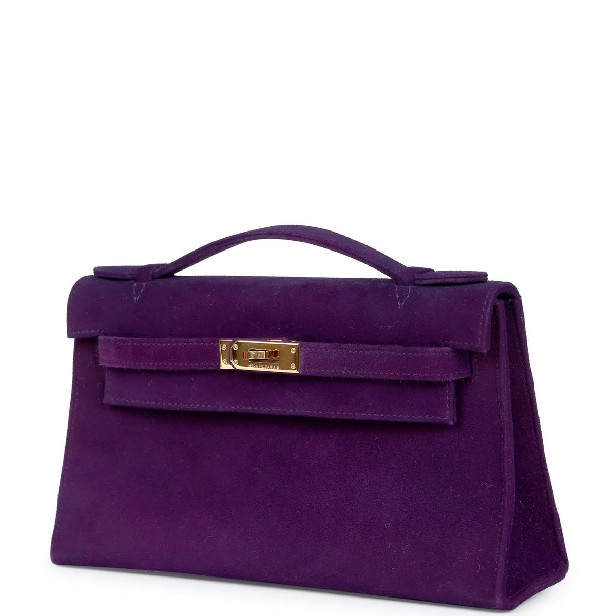 Vintage Kelly Pochette Violet Doblis Gold Hardware